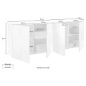 Modernes Sideboard 4 Türen glänzend weiß 241cm Dama Wh XL Lagerbestand