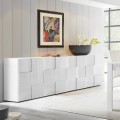 Moderne Anrichte, 4 Türen, Hochglanz Weiß, 241 cm, Dama Wh XL Aktion