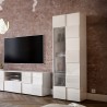 Moderne Wohnzimmer-Vitrine mit 1 Tür, weiß glänzend, Schachbrettmuster Bee Wh Dama Sales