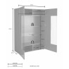 Moderne anthrazitfarbene Wohnzimmervitrine 121x166 cm mit 2 Glastüren Murano Rt Auswahl
