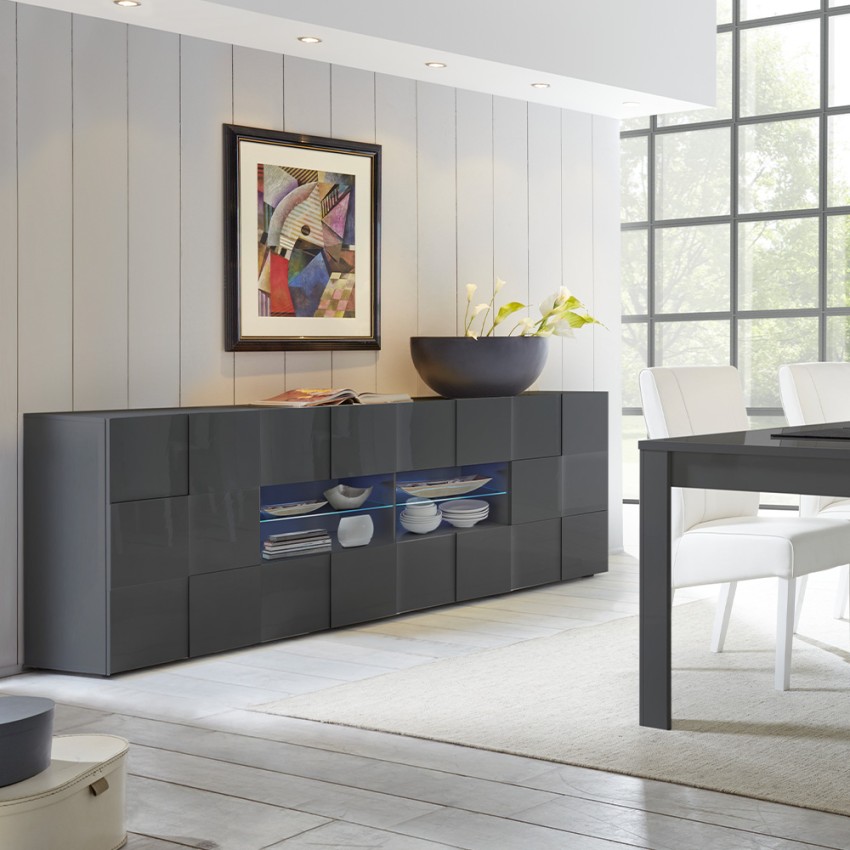Moderne Anrichte für Wohnzimmer 2 Türen 4 Schubladen Hochglanz Anthrazit Dama Rt L Aktion Moderne Anrichte für Wohnzimmer 2 Türen 4 Schubladen Hochglanz Anthrazit Dama Rt L Aktion