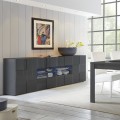 Moderne Anrichte für Wohnzimmer 2 Türen 4 Schubladen Hochglanz Anthrazit Dama Rt L Aktion