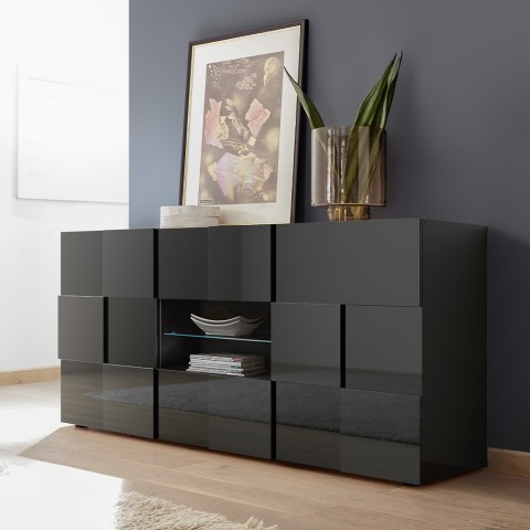 Moderne Anrichte Wohnzimmer Anthrazit Hochglanz 2 Türen 2 Schubladen Dama Rt M Aktion