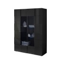 Moderne anthrazitfarbene Wohnzimmervitrine 121x166 cm mit 2 Glastüren Murano Rt Angebot