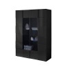 Moderne anthrazitfarbene Wohnzimmervitrine 121x166 cm mit 2 Glastüren Murano Rt Angebot