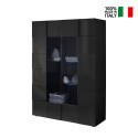 Moderne anthrazitfarbene Wohnzimmervitrine 121x166 cm mit 2 Glastüren Murano Rt Verkauf