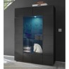 Moderne anthrazitfarbene Wohnzimmervitrine 121x166 cm mit 2 Glastüren Murano Rt Lagerbestand