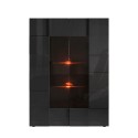Moderne anthrazitfarbene Wohnzimmervitrine 121x166 cm mit 2 Glastüren Murano Rt Sales