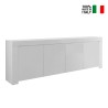 4-türige Anrichte Madia Wohnzimmer 210cm hochglanz weißes Holz Amalfi Wh XL Verkauf