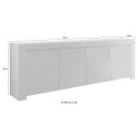 4-türige Anrichte Madia Wohnzimmer 210cm hochglanz weißes Holz Amalfi Wh XL Rabatte