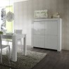 Hoher Schrank für Wohnzimmer und Küche, 4-türig, Hochglanz Weiß Moyen Amalfi Sales