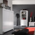 Hoher Schrank für Wohnzimmer und Küche, 4-türig, Hochglanz Weiß Moyen Amalfi Rabatte
