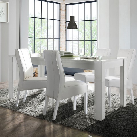 Moderner ausziehbarer Tisch Hochglanz Weiß 90x137-185cm Lit Amalfi Aktion