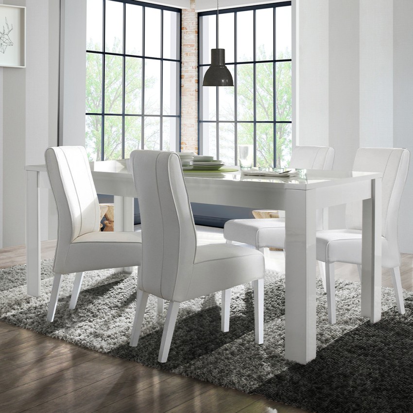 Moderner ausziehbarer Tisch Hochglanz Weiß 90x137-185cm Lit Amalfi Aktion