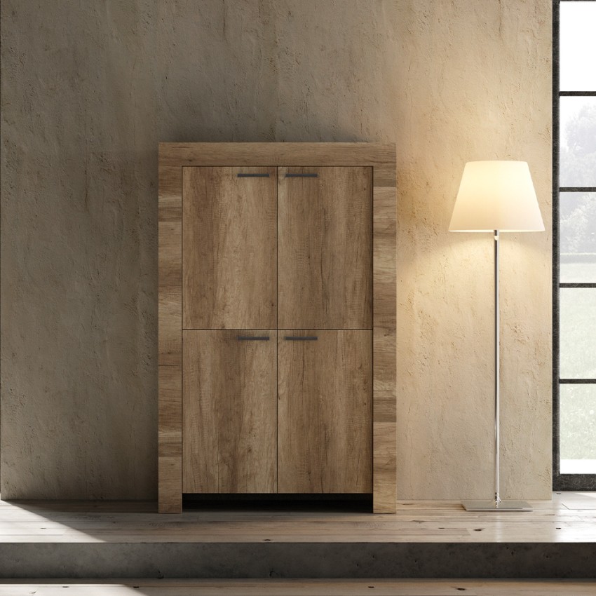 Geschirrschrank Küchenmöbel Wohnzimmer Hoch Aus Holz 4 Türen Moyen Land