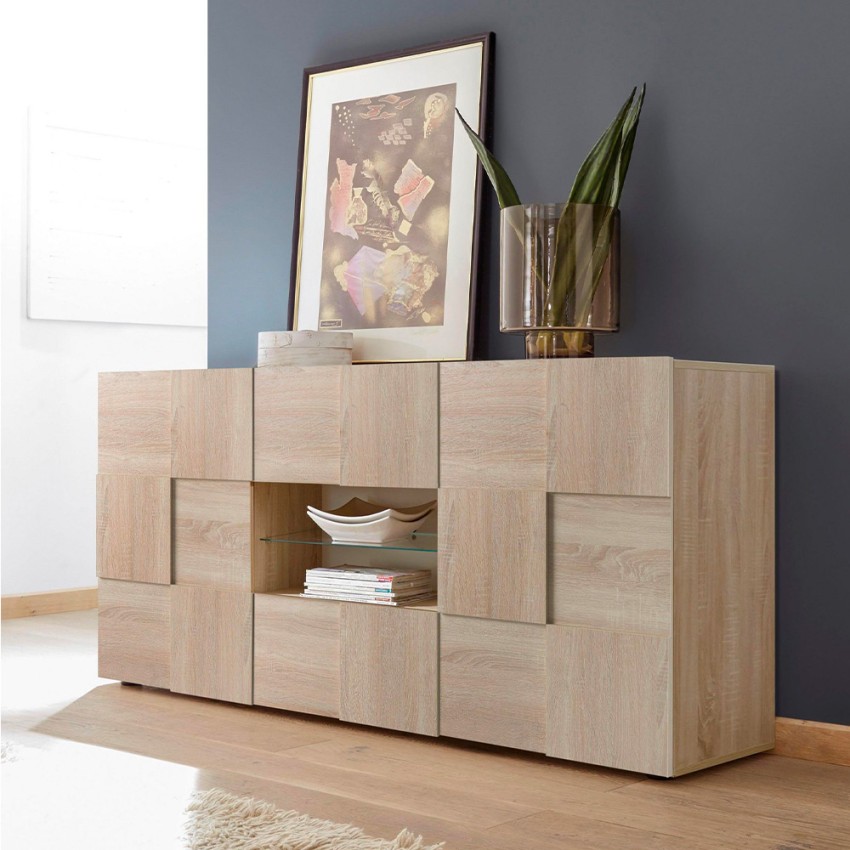 Sideboard Wohnzimmer 2 Türen 2 Schubladen aus Holz modernes Design Dama Sm Aktion