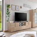 TV-Schrank 2 Türen Schublade Holz kariert Design Tecum Sm Dama Sales