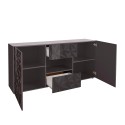 Moderne Anrichte 2 Türen 2 Schubladen in Hochglanz Grau 181cm Prisma Rt M Angebot