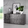 Moderne graue Hochglanz-Kommode mit 3 Türen für Küche oder Wohnzimmer Prisma Rt S Lagerbestand