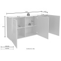 Weiße Hochglanz-Sideboard Prisma Wh S, 3 Türen für Wohn- oder Esszimmer Modell