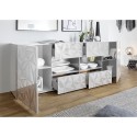 Moderne Anrichte mit 2 Türen und 4 Schubladen in Hochglanz Weiß, 241 cm, Prisma Wh L Lagerbestand