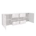 Moderne Anrichte mit 2 Türen und 4 Schubladen in Hochglanz Weiß, 241 cm, Prisma Wh L Rabatte