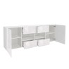 Sideboard 2 Türen 4 Schubladen glänzend weiß modernes Design 241cm Prisma Wh L Rabatte