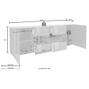 Sideboard 2 Türen 4 Schubladen glänzend weiß modernes Design 241cm Prisma Wh L Modell