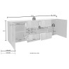 Sideboard 2 Türen 4 Schubladen glänzend weiß modernes Design 241cm Prisma Wh L Modell