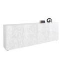 Moderne Anrichte Buffet 4 Türen, Hochglanz Weiß, 241cm Prisma Wh XL Sales