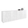 Moderne Anrichte Buffet 4 Türen, Hochglanz Weiß, 241cm Prisma Wh XL Sales