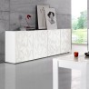 Moderne Anrichte Buffet 4 Türen, Hochglanz Weiß, 241cm Prisma Wh XL Lagerbestand