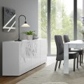 Weiße Hochglanz-Sideboard Prisma Wh S, 3 Türen für Wohn- oder Esszimmer Aktion