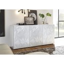 Weiße Hochglanz-Sideboard Prisma Wh S, 3 Türen für Wohn- oder Esszimmer Rabatte