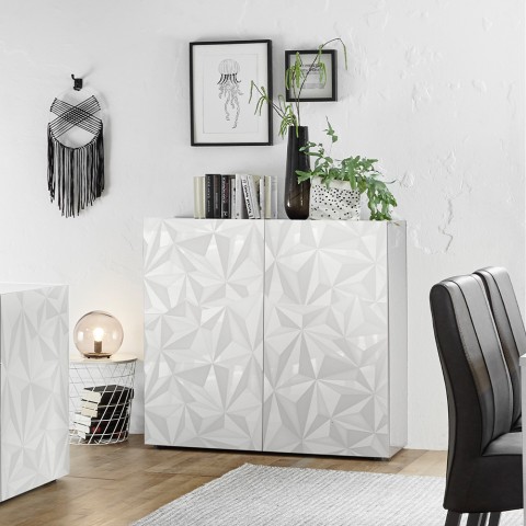 Moderne Anrichte Sideboard 2-türig in Hochglanz Weiß Prisma Tet Wh Aktion