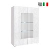 Moderne Hochglanz-Vitrine in Weiß mit 2 Glastüren, Wohnzimmer, 121x166cm, Ego Wh Verkauf