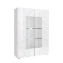 Moderne Hochglanz-Vitrine in Weiß mit 2 Glastüren, Wohnzimmer, 121x166cm, Ego Wh Angebot
