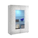 Moderne glänzend weiße Vitrine 2 Glastüren Wohnzimmer 121x166cm Ego Wh Sales