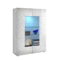 Moderne Hochglanz-Vitrine in Weiß mit 2 Glastüren, Wohnzimmer, 121x166cm, Ego Wh Sales