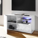 Glänzend weißer TV-Ständer 1 Tür Schublade 121cm Petite Wh Prisma Sales