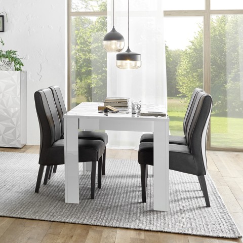 Esstisch Wohnzimmer 180x90cm Hochglanz Weiß Modern Athon Prisma Aktion