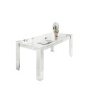 Esstisch Wohnzimmer 180x90cm Hochglanz Weiß Modern Athon Prisma Angebot