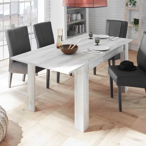 Ausziehbarer Esstisch aus Holz 90x137-185cm Hochglanz Weiß Vigo Urbino Aktion
