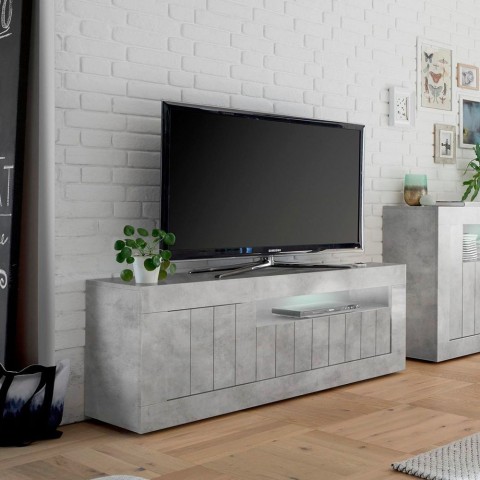 Moderner TV-Schrank mit 3 Türen, 138 cm, Betonoptik, Jaor Ct Urbino Aktion