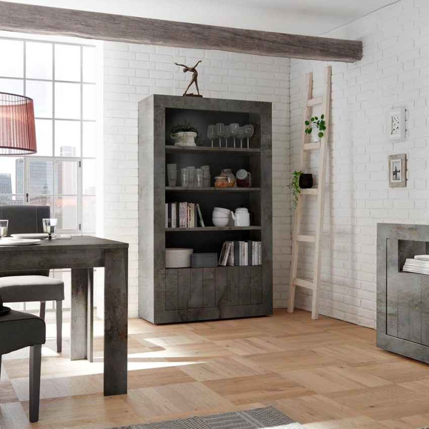 Moderne schwarze Wohnzimmer-Wandregal Wally Ox mit 3 Regalböden und 2 Türen Aktion Moderne schwarze Wohnzimmer-Wandregal Wally Ox mit 3 Regalböden und 2 Türen Aktion