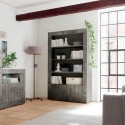 Moderne schwarze Wohnzimmer-Wandregal Wally Ox mit 3 Regalböden und 2 Türen Sales
