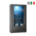 Moderne Vitrine Wohnzimmer Schwarz 110x191cm 2 Glastüren Dern Ox Verkauf