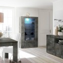 Moderne Vitrine Wohnzimmer Schwarz 110x191cm 2 Glastüren Dern Ox Aktion