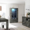 Moderne Vitrine Wohnzimmer Schwarz 110x191cm 2 Glastüren Dern Ox Aktion