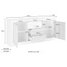 Moderner Sideboard mit 2 Türen und 2 Schubladen in Hochglanz Weiß Schwarz Doppel LBX Rabatte